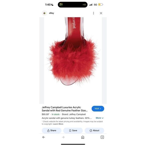 JEFFREY CAMPBELL Luxuries Feather Sandal Acrylic Heels Red Genuine Feathers 11 - Picture 15 of 15